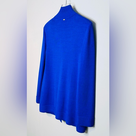 St. John Royal Blue Knit Concealed Button Cardigan Jacket - Picture 6 of 12